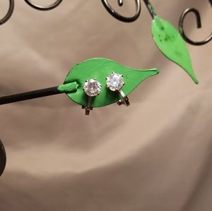Vintage Pair CZ clip on earrings